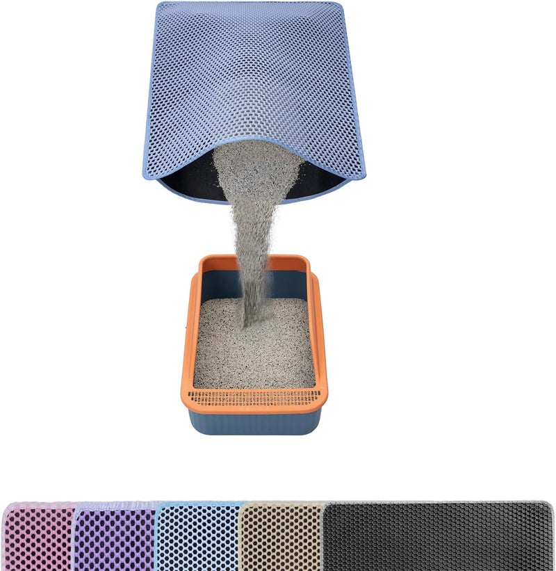 UF-SHARP Cat Litter Mat Litter Trapping Mat,Cat Litter Box Mat for Floor 32"x22", 2 Layer Llitterbox Mats for Pet kitty,Litter Rug Catcher,Waterproof Urine Proof, Clean Easily, Collapsable, Medium - Image 1